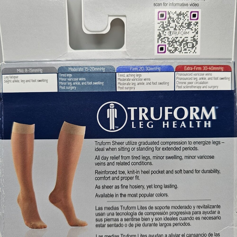 NWT Women's TRUFORM Lites Sheer Knee High Stocking 15-20 mmHg (Beige) Medium - Picture 5 of 6